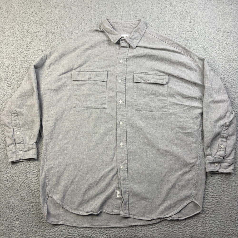 Frank & Eileen McLoghlin Flannel Utility Shirt Jacket Size M/L Melange Gray